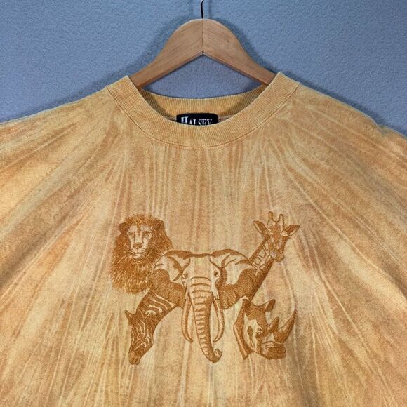 Vintage Jungle Crewneck Sweatshirt Adult XL Orange Forest Animals Halsey USA - Picture 4 of 12